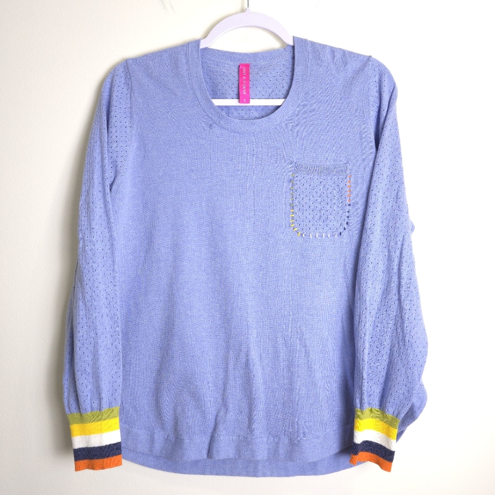 ZAKET & PLOVER Silk Blend Color Stitched Lightweight Blue Knit S